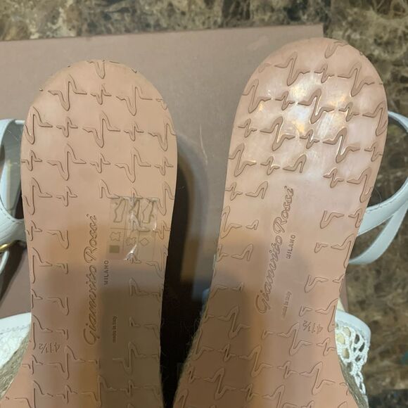 Gianvito Rossi Solana Buckle Napa Wedge Platform Sandals White Size 41.5/11.5 - Picture 7 of 12